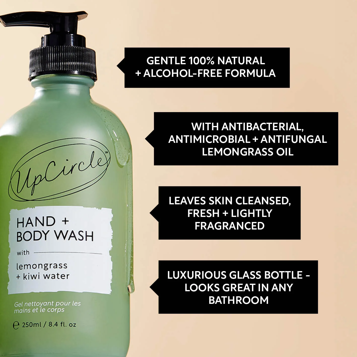 Natural Hand + Body Wash with Lemongrass - Travel Size - Image 4